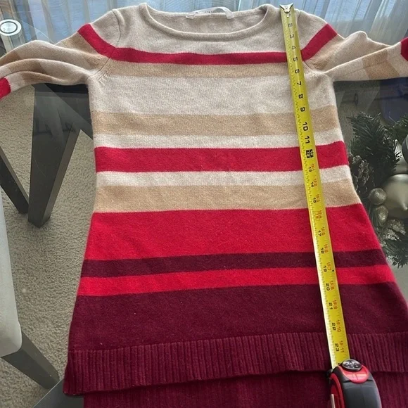 Athleta 100% cashmere lodge sweater chianti striped pullover cozy warm size XXS - Picture 7 of 9